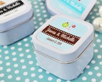 "A Winter Holiday" Personalized Square Candle Tins wedding favors
