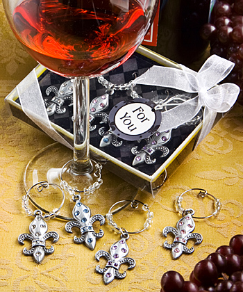 Fleur De Lis Design Wine Charm Sets wedding favors