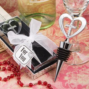 Elegant Heart And Cross Design Wine Bottle Stopper Favors wedding favors