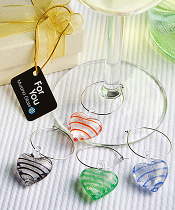 Murano Glass Collection Wine Glass Charms wedding favors
