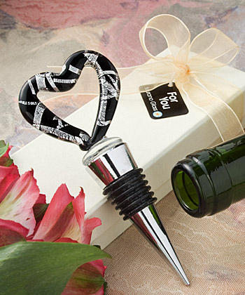 Murano Glass Collection Heart Design Wine Bottle Stopper Favors wedding favors
