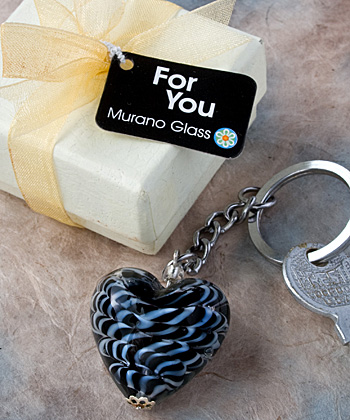 Fashion 2112 on Murano Glass Collection Heart Design Key Chain Favors Wedding Favors