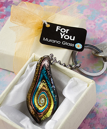 Murano Glass Collection Teardrop Design Key Chains wedding favors