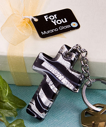 Murano Glass Collection Cross Design Key Chain Favors wedding favors