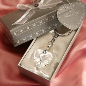 Chrome Key Chain With Crystal Heart wedding favors
