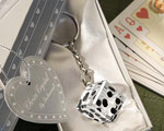 Las Vegas Themed Chrome Keychain With Crystal Dice wedding favors