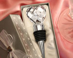 Chrome Bottle Stopper With Crystal Heart Design wedding favors