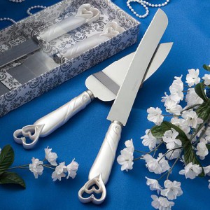 Interlocking Hearts Design Cake Knife/server Set wedding favors