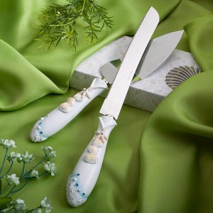 Finishing Touches Collection Beach Themed Wedding Cake Knife And Server Set wedding favors