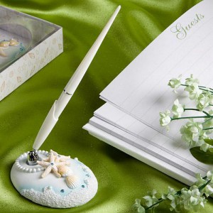 Finishing Touches Collection Beach Themed Wedding Pen And Holder Set wedding favors