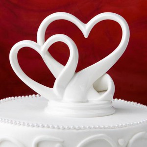 Sleek Interlocking Hearts Design Cake Topper wedding favors