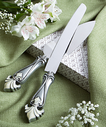 Fleur de Lis Collection - Cake Knife and Server Set wedding favors