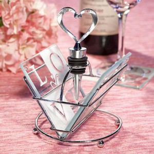 LOVE Design Coaster And Wine Bottle Stopper Sets wedding favors
