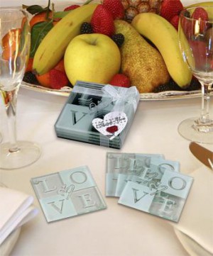 LOVE Glass Coaster Set wedding favors