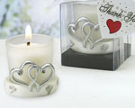 Interlocking Silver Heart Design Candleholders wedding favors
