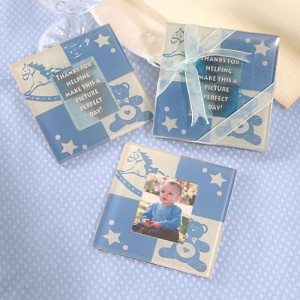 Baby Boy Glass Photo Coasters wedding favors