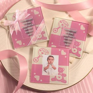 Baby Girl Glass Photo Coasters wedding favors
