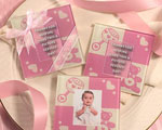 Baby Girl Glass Photo Coasters wedding favors