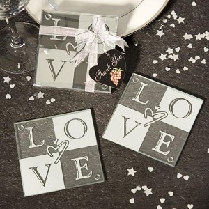 LOVE Glass Coasters (Set Of 2) wedding favors