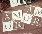 AMOR Glass Coaster Favors (Set Of 2) wedding favors