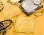 Fleur De Lis Design Glass Coaster Set Favors wedding favors
