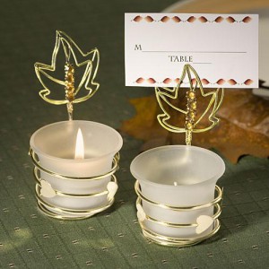 Autumn-Inspired Place Card Holder Candle Favors wedding favors
