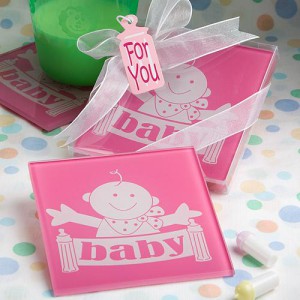 Pink Huggable Baby Design Coasters wedding favors