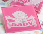Pink Huggable Baby Design Coasters wedding favors