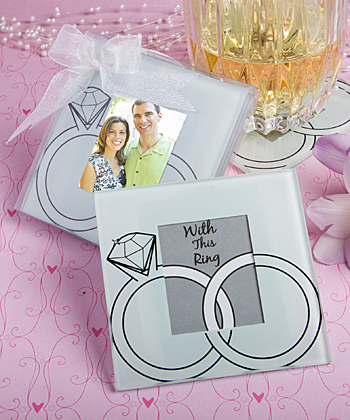 Wedding Rings Design Glass Photo Coasters wedding favors
