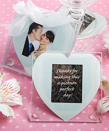 Heart Design Glass Photo Coaster Favors wedding favors