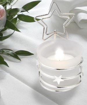 Silver Candle Holder/cardholder W/ Star wedding favors