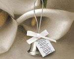 Silver Kissing Bells wedding favors