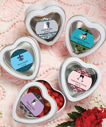 Personalized Expressions Collection White Heart Shaped Mint Tins wedding favors