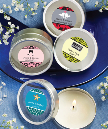 Personalized Expressions Collection Scented Round Travel Candles wedding favors