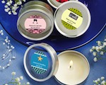 Personalized Expressions Collection Scented Round Travel Candles wedding favors
