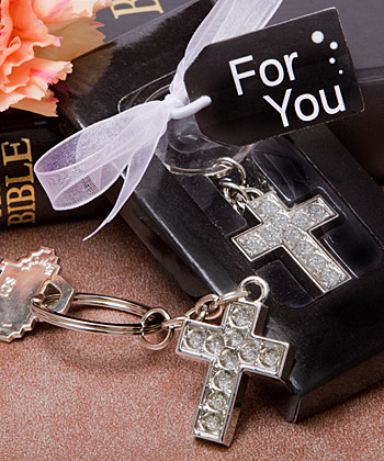 Lustrous Cross Metal Key Chains wedding favors