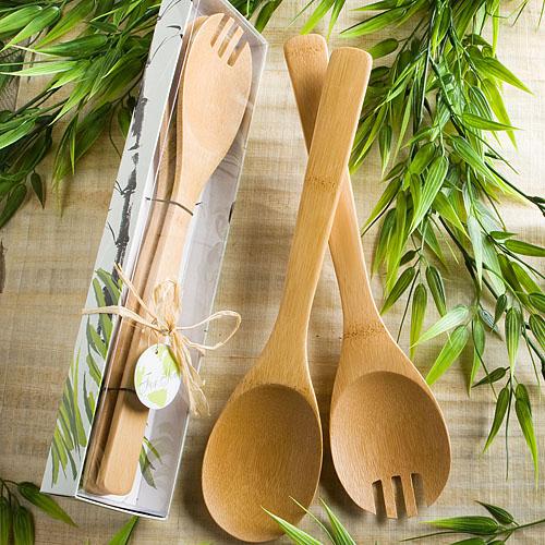 Natural Selections Collection Bamboo Wood Salad Sets wedding favors