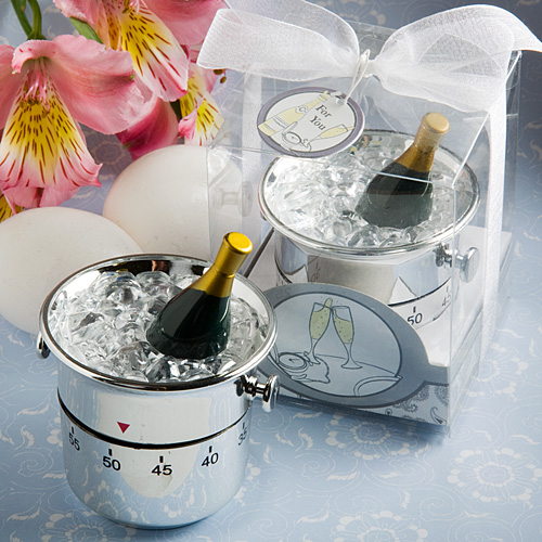 Whimsical Champagne and Ice Bucket Kitchen Timer Favors wedding favors