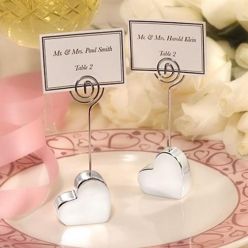 Silver Plated Heart Design Place Card Holders