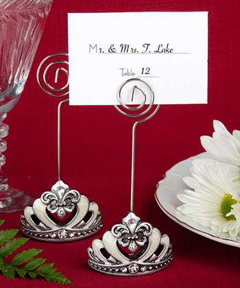 Crown Design Place Card/Photo Holders with Fleur De Lis Accents wedding favors