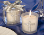 Silver Cross Themed Candle Favors wedding favors