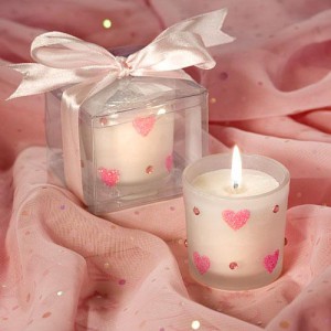 Pink Heart Candles wedding favors