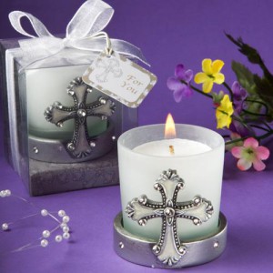 Regal Favor Collection Cross Themed Candle Holders wedding favors