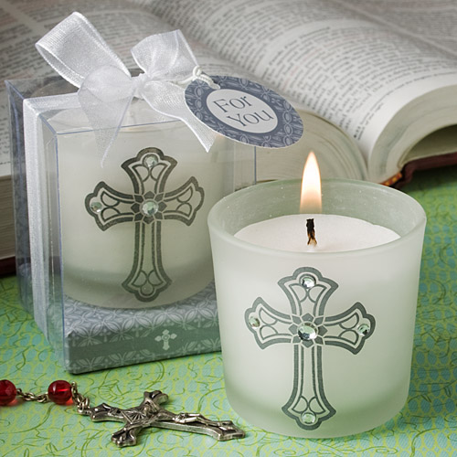 Add light to your Religious Wedding with these Cross design candle favors