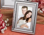 Shiny Silver Metal Beaded Design Photo/Place Card Frame wedding favors