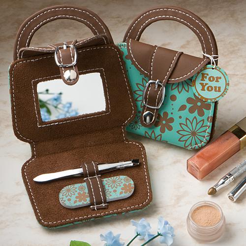 Adorable Mini Teal Handbag Design Beauty Kits wedding favors