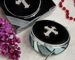 Classy Compacts Collection Cross Design Metal Compact Favors wedding favors