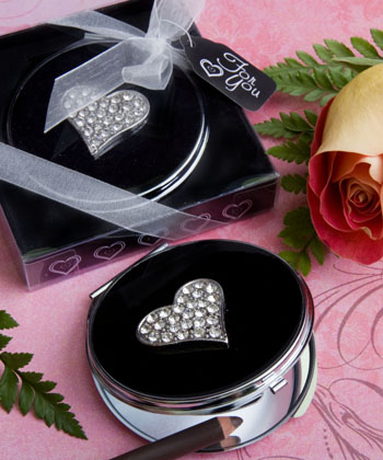 Classy Compacts Collection Heart Design Metal Compact Favors wedding favors