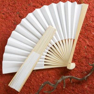 Elegant White Folding Fans wedding favors