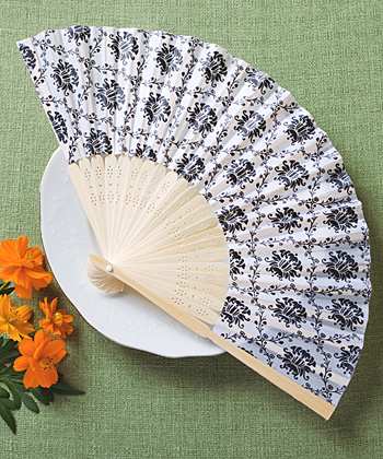 Elegant Silk Fan with Damask Design wedding favors